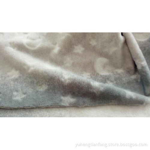 Polyester Gradient Moon Star Printed Home Textile Garment Knitting Fleece Fabric